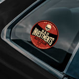 Sticker on a car window with 'Bad Investments Auto Club' design
