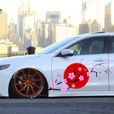 Cherry Blossom Red Sun Sakura JDM 2-Door Car Decal