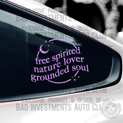 Free Spirited Circle Retro Cosmic Car Decal