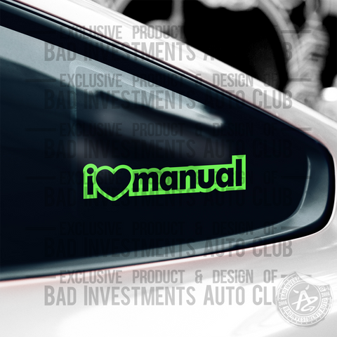 I Love Manual Cars or Standard Trucks Decal