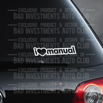 I Love Manual Cars or Standard Trucks Decal