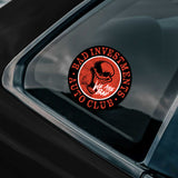 Sticker on a car window with 'Bad Investments Auto Club' design