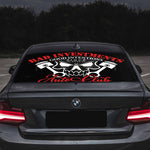 Bad Investments Auto Club large windshield sticker on BMW car