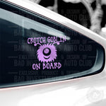 Crotch Goblin cute monster sticker on car window by Bad Investments Auto