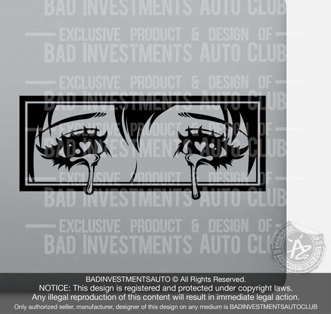 Sad Eyes with tears, anime style sticker by Bad Investments Auto