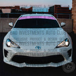 Solid colour sun strip windshield sticker on front of Toyota car