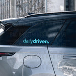 Lowercase daily driven designed sticker on car window by Bad Investments Auto