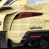 Hella Broke sticker on car rear bumper by Bad Investments Auto