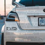 I "heart symbol" Milfs sticker on Subaru car window by Bad Investments Auto