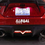 Illegal with English and Japanese lettering sticker design on car rear bumper