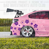 Collage of Sakura Cherry Blossom stickers in various sizes on car rear quarter panel