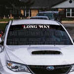 "Always Take The Long Way" windshield sticker design with flower petals on front of Subaru car