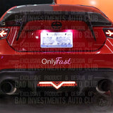 "Only Fast" tuner car style vehicle decal on Scion car back bumper by Bad Investments Auto