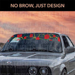 Rose branches and thorn windshield sticker design without a brow on front of BMW car