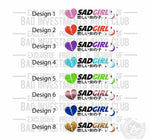 "Sad Girl Broken Heart with Moon and Stars" windshield sticker design in various colours