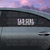 Sad Girl Don't Make Me Cry flowers sticker design on car window