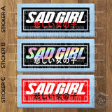 Sad Girl Slap sticker with English and Japanese lettering