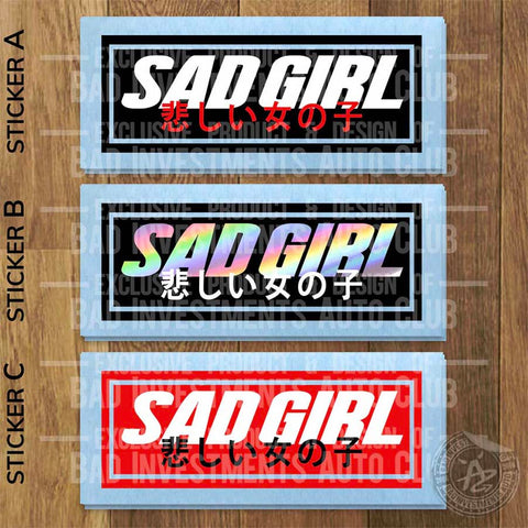 Sad Girl Slap sticker with English and Japanese lettering